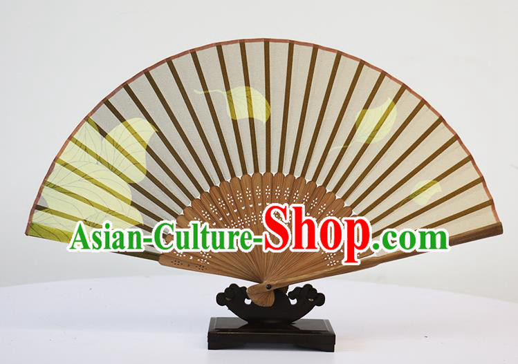 Traditional Chinese Handmade Crafts Silk Folding Fan, China Classical Chiffon Sensu Printing Leaf Fan Hanfu Fans for Women