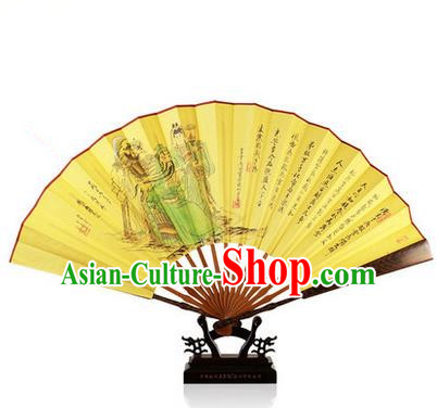 Traditional Chinese Handmade Crafts Folding Fan, China Classical Hand Painting Silk Sensu Door Frame Fan Hanfu Fans for Men