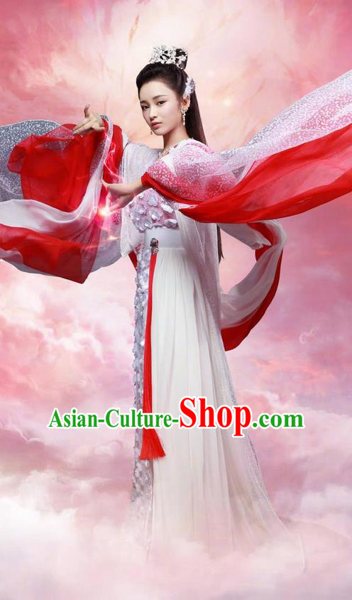 Traditional Ancient Chinese Imperial Princess Dress Clothing, Chinese Ancient Swordswoman Fairy Costume and Headpiece Complete Set