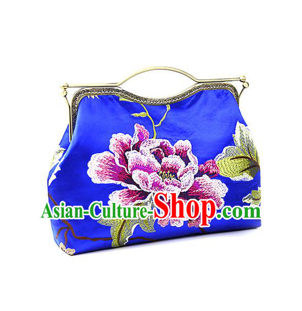 Traditional Chinese Accessories National Embroidery Blue Bags, China Shell Bag Handbag for Women