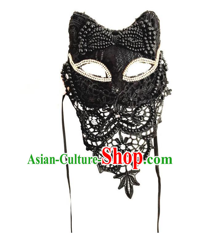 Top Grade Halloween Masquerade Accessories Beads Mask, Brazilian Carnival Fox Mask Veil for Women