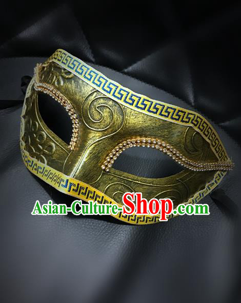 Top Grade Halloween Masquerade Ceremonial Occasions Handmade Model Show Golden Mask for Men