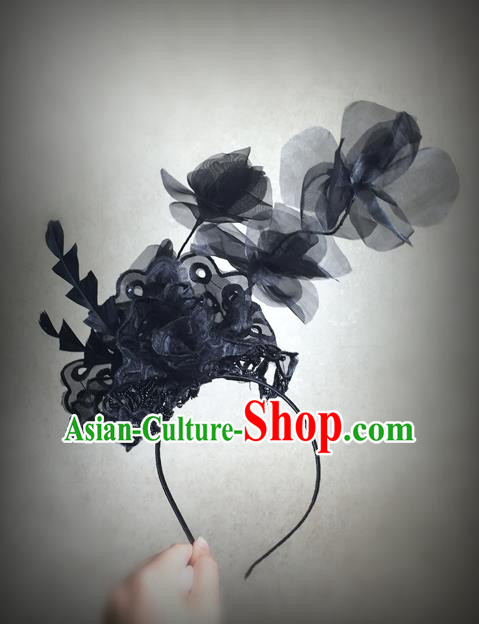 Top Grade Chinese Theatrical Luxury Headdress Ornamental Silk Flower Hair Clasp, Halloween Fancy Ball Ceremonial Occasions Handmade Headwear for Women