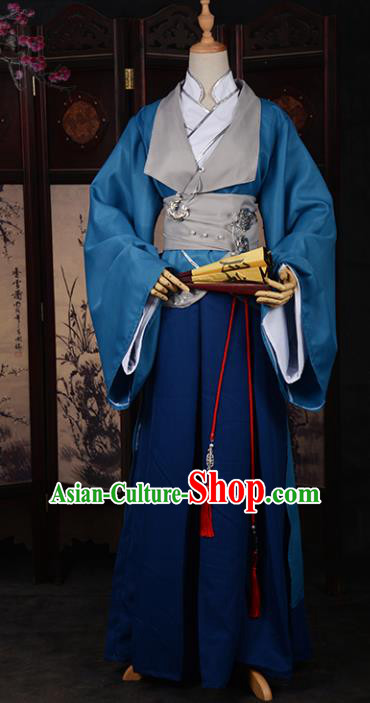 Chinese Ancient Cosplay Tang Dynasty Swordsman Clothing, Chinese Traditional Hanfu Robe Chinese Cosplay Knight Costume for Men