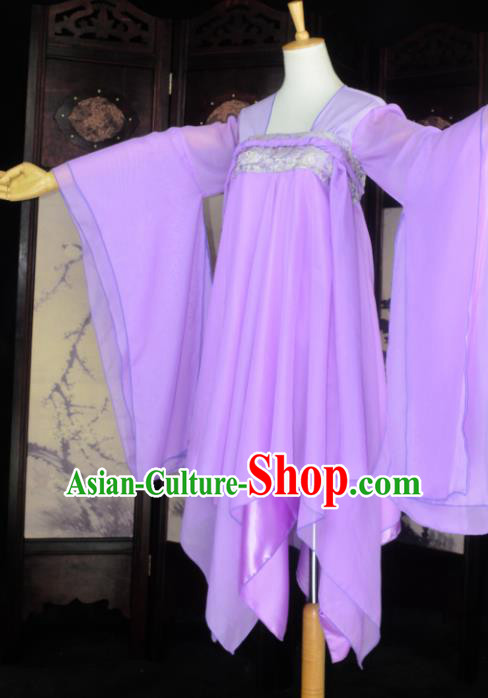 Chinese Ancient Cosplay Tang Dynasty Fairy Costumes, Chinese Traditional Hanfu Purple Dress Clothing Chinese Palace Lady Dance Costume for Women