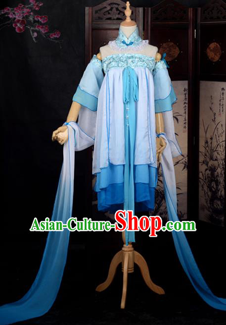 Chinese Ancient Cosplay Young Lady Princess Dance Dress, Chinese Traditional Hanfu Clothing Chinese Fairy Flying Apsaras Costume for Women