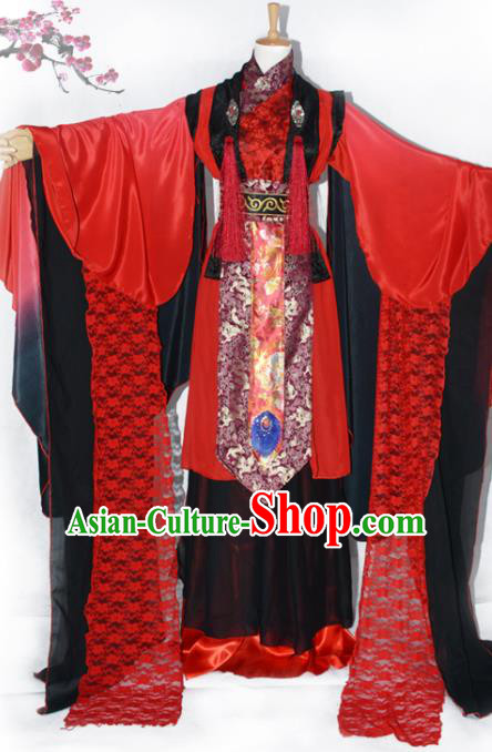 Chinese Ancient Cosplay Han Dynasty Prince Wedding Dress, Chinese Traditional Hanfu Red Clothing Chinese Swordsman Costume for Men