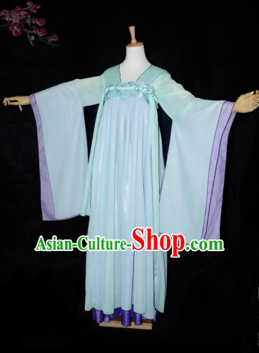 Chinese Ancient Cosplay Tang Dynasty Princess Fairy Green Dress, Chinese Traditional Hanfu Clothing Chinese Palace Lady Costume for Women