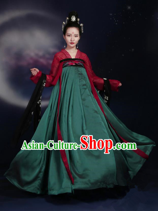 Traditional Ancient Chinese Tang Dynasty Imperial Concubine Costume Embroidery Elegant Hanfu Clothing, Chinese Palace Lady Dance Dress for Women