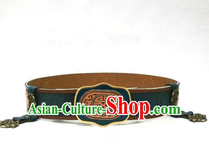 Traditional Handmade Chinese Mongol Nationality Handmade Leather Belts, China Mongols Mongolian Minority Nationality Waistband