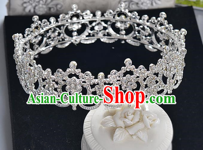 Top Grade Handmade Chinese Classical Hair Accessories Baroque Style Crystal Queen Round Royal Crown, Hair Sticks Hair Jewellery Hair Clasp for Women