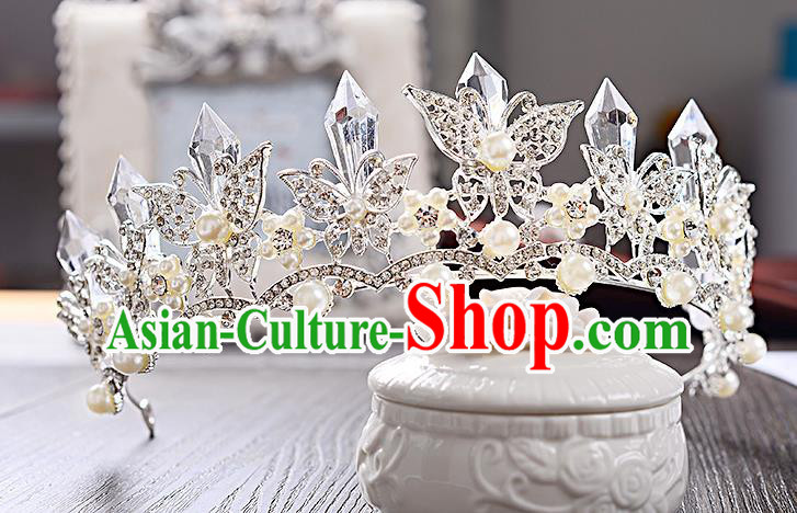 Top Grade Handmade Chinese Classical Hair Accessories Baroque Style Crystal Butterfly Royal Crown, Hair Sticks Hair Jewellery Hair Clasp for Women