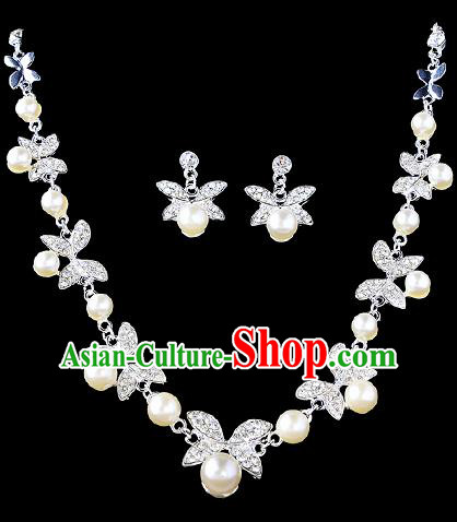 Top Grade Handmade Chinese Classical Jewelry Accessories Baroque Style Crystal Pearl Necklace and Earrings for Women