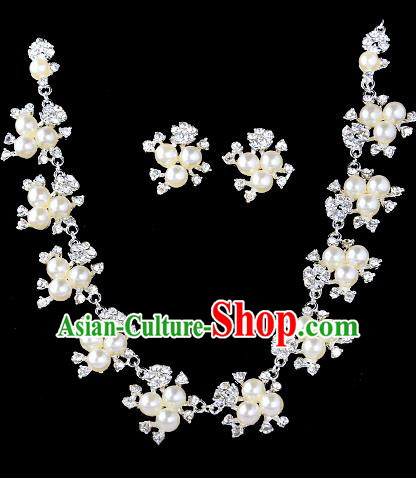 Top Grade Handmade Chinese Classical Jewelry Accessories Baroque Style Crystal Pearls Necklace and Earrings for Women