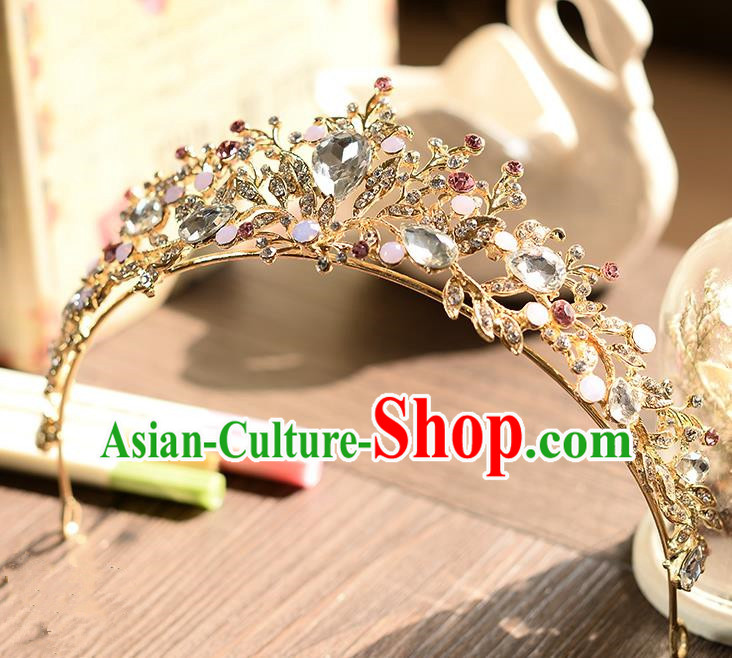 Top Grade Handmade Chinese Classical Hair Accessories Baroque Style Crystal Opal Royal Crown, Hair Sticks Hair Jewellery Hair Clasp for Women