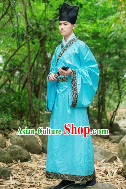 Traditional Chinese Han Dynasty Nobility Childe Hanfu Costume, China Ancient Scholar Clothing for Men