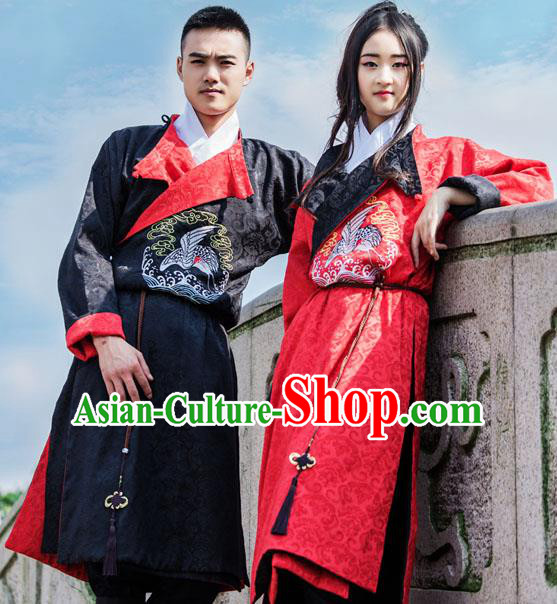 Traditional Chinese Ming Dynasty Blades Hanfu Costume, China Ancient Imperial Guards Embroidery Clothing for Men for Women