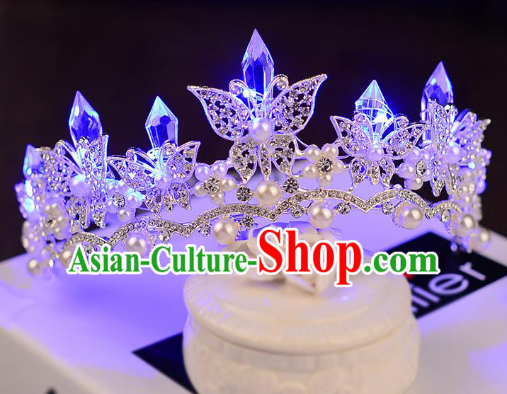 Top Grade Handmade Chinese Classical Hair Accessories Baroque Style Shine Crystal Queen Butterfly Royal Crown, Hair Sticks Hair Jewellery Hair Clasp for Women