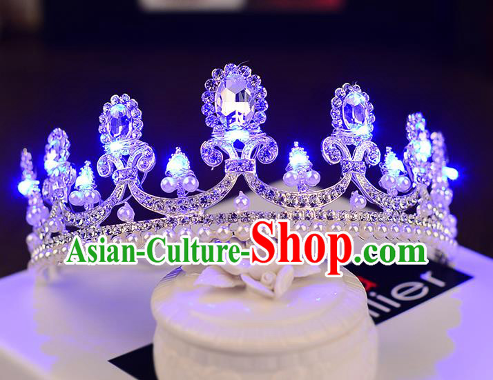 Top Grade Handmade Chinese Classical Hair Accessories Baroque Style Shine Crystal Queen Royal Crown, Hair Sticks Hair Jewellery Hair Clasp for Women