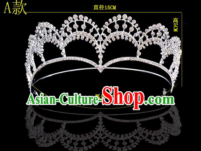 Top Grade Handmade Chinese Classical Hair Accessories Baroque Style Crystal Princess Wedding Royal Crown, Bride Hair Sticks Hair Jewellery Hair Coronet for Women