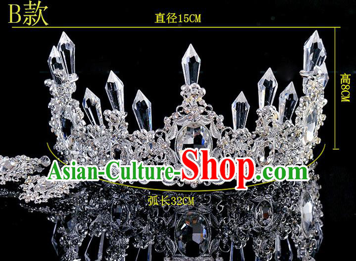 Top Grade Handmade Chinese Classical Hair Accessories Baroque Style Crystal Princess Wedding Royal Crown, Bride Hair Sticks Hair Jewellery Hair Coronet for Women