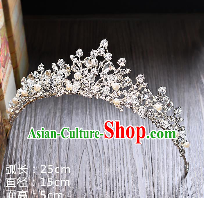 Top Grade Handmade Chinese Classical Hair Accessories Baroque Style Extravagant Crystal Beads Royal Crown, Hair Sticks Hair Jewellery Hair Clasp for Women