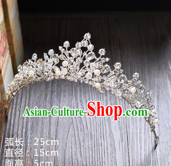 Top Grade Handmade Chinese Classical Hair Accessories Baroque Style Extravagant Crystal Beads Royal Crown, Hair Sticks Hair Jewellery Hair Clasp for Women