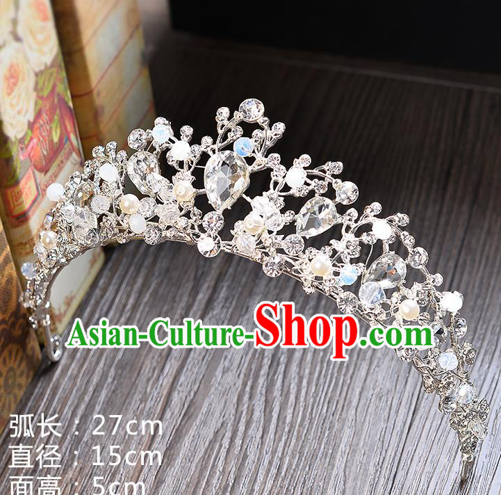 Top Grade Handmade Chinese Classical Hair Accessories Baroque Style Extravagant Crystal Royal Crown, Hair Sticks Hair Jewellery Hair Clasp for Women