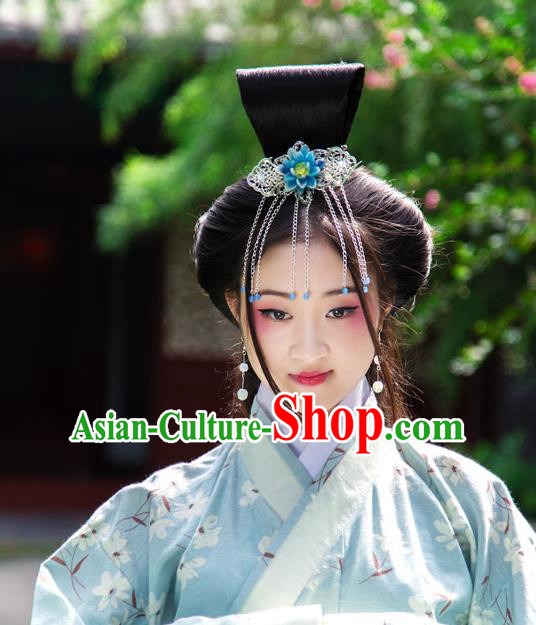 Traditional Handmade Chinese Ancient Classical Hair Accessories Tassel Hairpin, Blueing Hair Sticks Hair Comb, Hair Fascinators Hairpins for Women