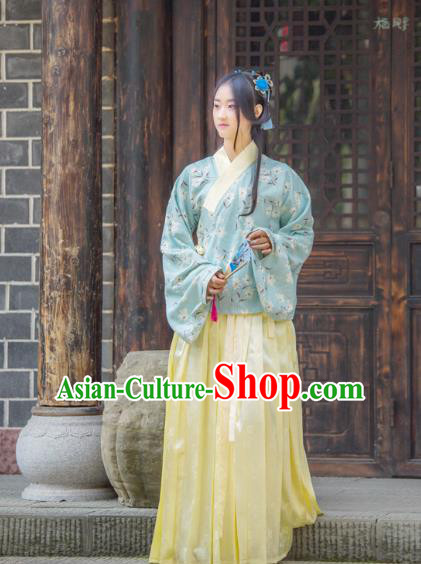 Traditional Chinese Ming Dynasty Imperial Princess Hanfu Costume, China Ancient Dress Palace Princess Peri Printing Clothing for Women