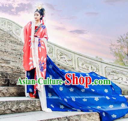 Traditional Chinese Tang Dynasty Imperial Princess Hanfu Wedding Costume, China Ancient Dress Palace Queen Peri Bride Clothing for Women