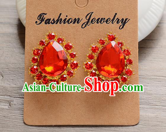 Top Grade Handmade Chinese Classical Jewelry Accessories Baroque Style Wedding Red Crystal Ear Stud Earrings Bride Eardrop for Women