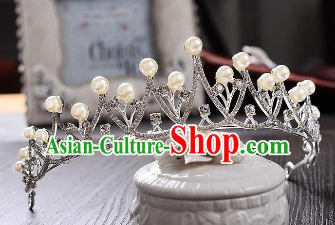 Top Grade Handmade Chinese Classical Hair Accessories Baroque Style Crystal Pearls Wedding Royal Crown, Bride Princess Hair Jewellery Hair Coronet for Women