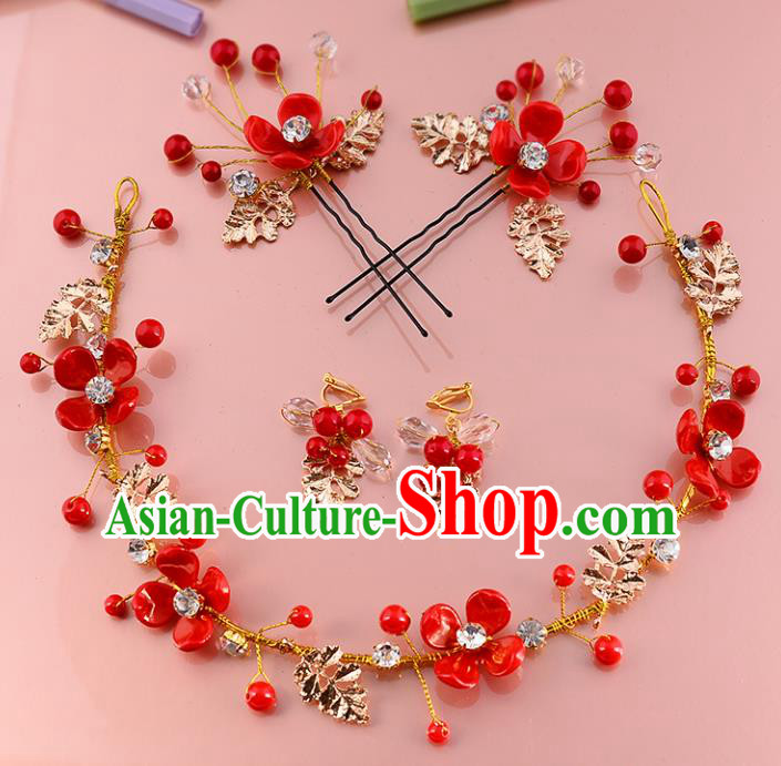 Top Grade Handmade Chinese Classical Hair Accessories Xiuhe Suit Wedding Toast Hair Clasp Headband Bride Headwear for Women