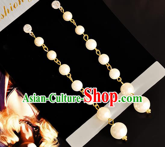 Top Grade Handmade Chinese Classical Jewelry Accessories Princess Wedding Earrings Bride Pearls Tassel Eardrop for Women