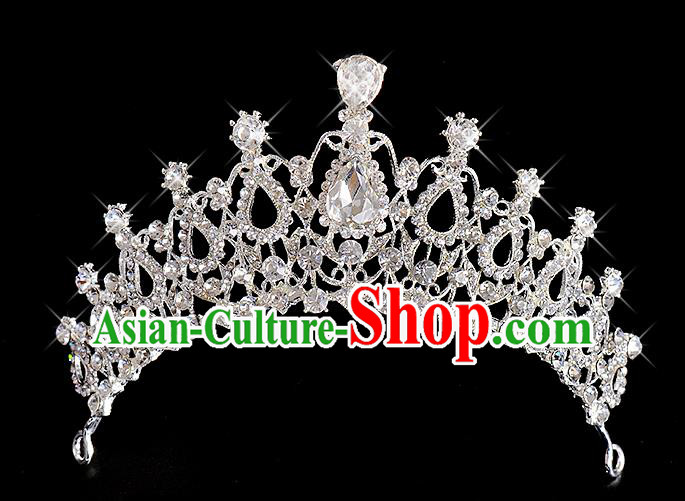 Top Grade Handmade Chinese Classical Hair Accessories Baroque Style Wedding Queen Crystal Royal Crown, Bride Hair Kether Jewellery Hair Clasp for Women