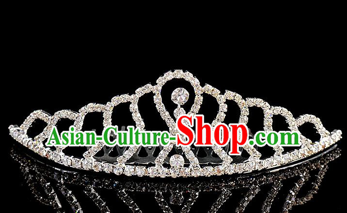 Top Grade Handmade Chinese Classical Hair Accessories Baroque Style Wedding Crystal Royal Crown, Bride Princess Hair Kether Jewellery Hair Clasp for Women