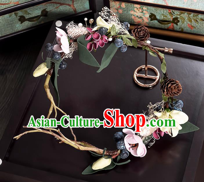 Top Grade Handmade Chinese Classical Hair Accessories Princess Wedding Flowers Hair Clasp Headband Bride Headwear for Women