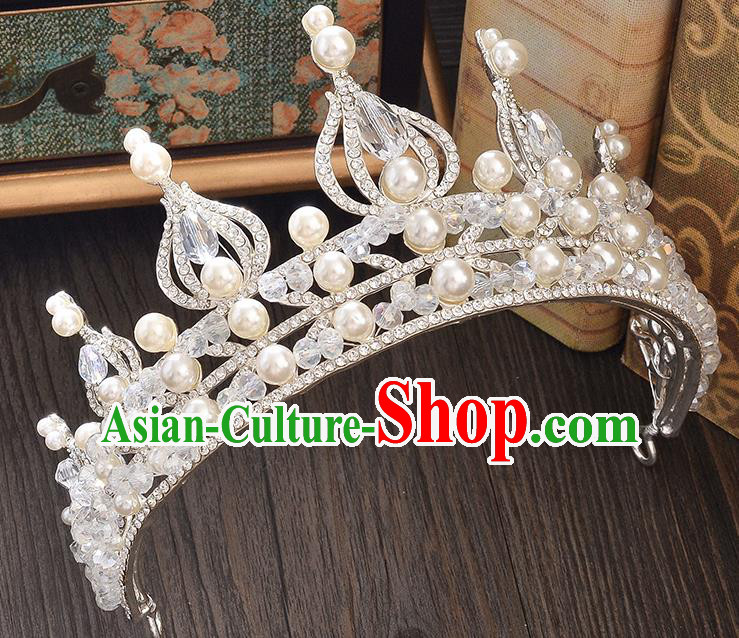 Top Grade Handmade Hair Accessories Baroque Style Wedding Crystal Pearls Royal Crown, Bride Princess Hair Kether Jewellery Imperial Crown for Women