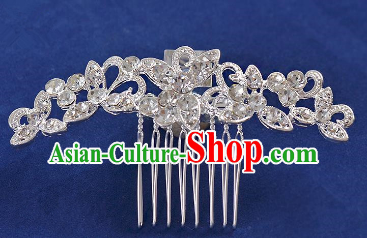 Top Grade Handmade Chinese Classical Hair Accessories Princess Wedding Crystal Butterfly Hair Comb Hair Stick Headband Bride Headwear for Women