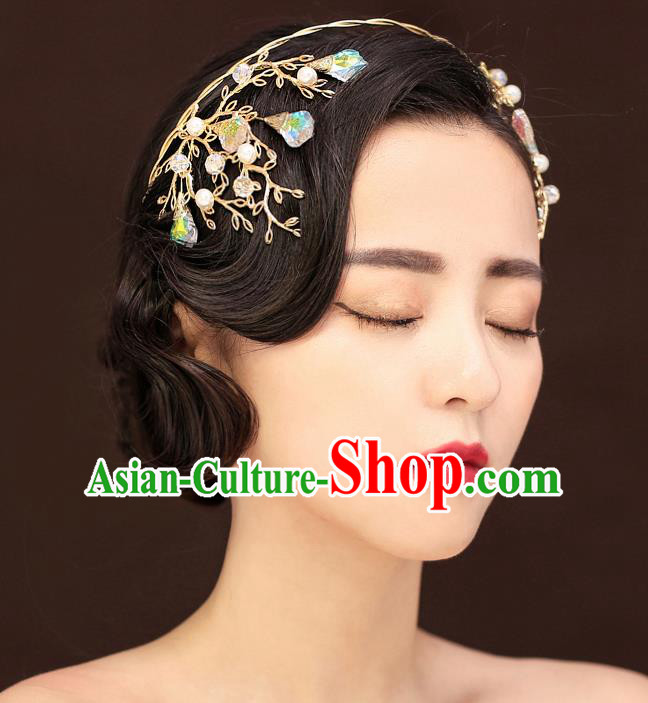 Top Grade Handmade Chinese Classical Hair Accessories Princess Wedding Crystal Hair Clasp Hair Stick Headband Bride Headwear for Women
