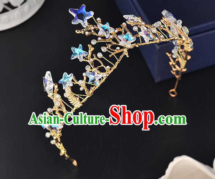 Top Grade Handmade Hair Accessories Baroque Style Wedding Crystal Star Royal Crown, Bride Princess Hair Kether Jewellery Imperial Crown for Women