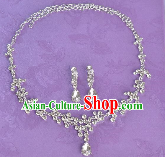 Top Grade Handmade Chinese Classical Jewelry Accessories Princess Wedding Crystal Royal Earrings and Necklace Bride Ornaments for Women