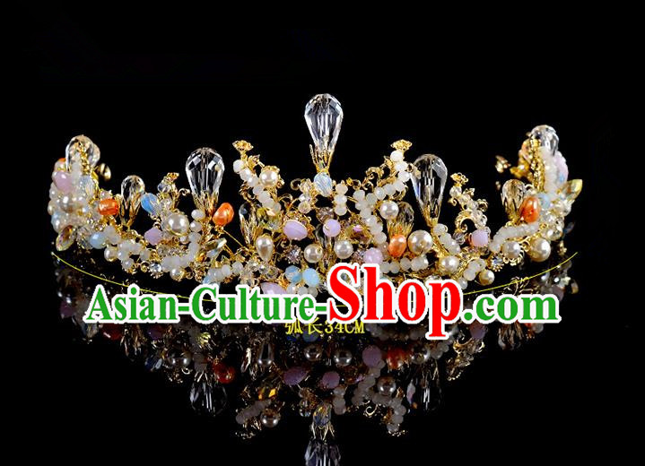 Top Grade Handmade Hair Accessories Baroque Style Palace Princess Wedding Crystal Vintage Royal Crown, Bride Hair Kether Jewellery Imperial Crown for Women