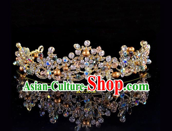 Top Grade Handmade Hair Accessories Baroque Style Palace Princess Wedding Crystal Vintage Royal Crown, Bride Hair Kether Jewellery Imperial Crown for Women