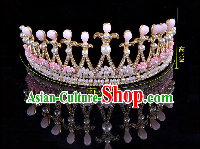 Top Grade Handmade Hair Accessories Baroque Style Palace Princess Wedding Crystal Pearls Vintage Royal Crown, Bride Hair Kether Jewellery Imperial Crown for Women