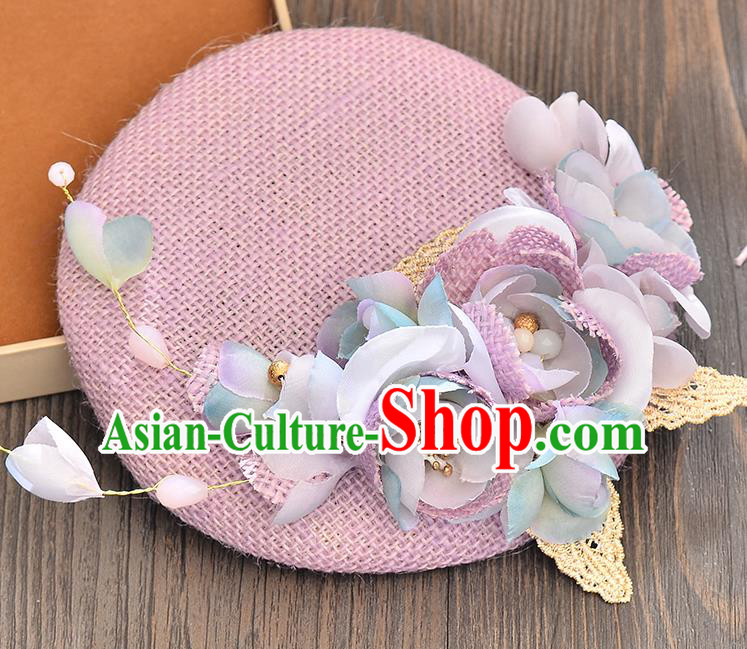 Top Grade Handmade Chinese Classical Hair Accessories Princess Wedding Purple Flower Hat Top Hat Bride Headwear for Women