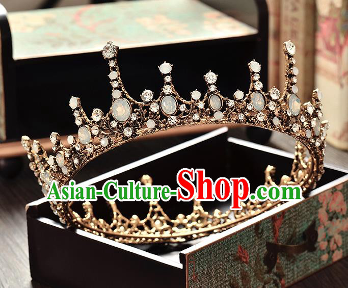 Top Grade Handmade Hair Accessories Baroque Style Palace Princess Wedding Crystal Opal Vintage Round Royal Crown, Bride Hair Kether Jewellery Imperial Crown for Women