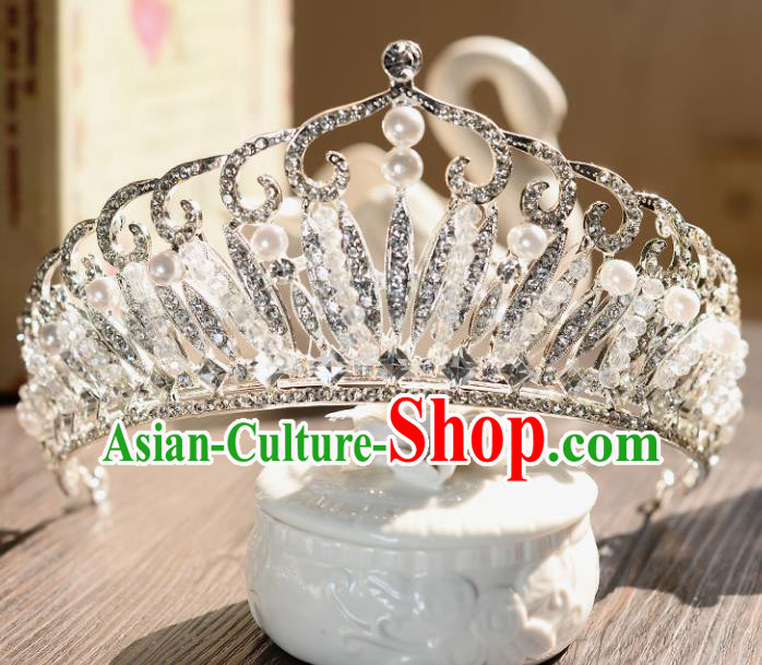 Top Grade Handmade Hair Accessories Baroque Style Palace Princess Wedding Crystal Pearls Vintage Royal Crown, Bride Hair Kether Jewellery Imperial Crown for Women