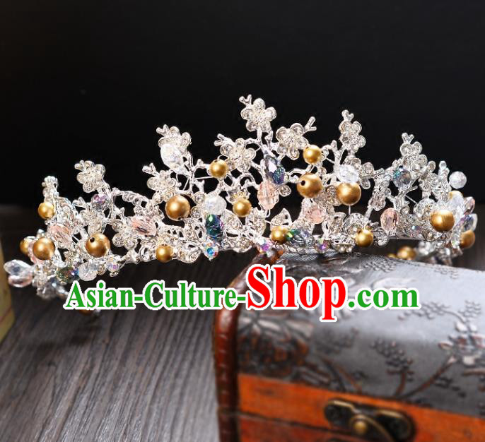 Top Grade Handmade Hair Accessories Baroque Style Palace Princess Wedding Golden Beads Vintage Royal Crown, Bride Hair Kether Jewellery Imperial Crown for Women